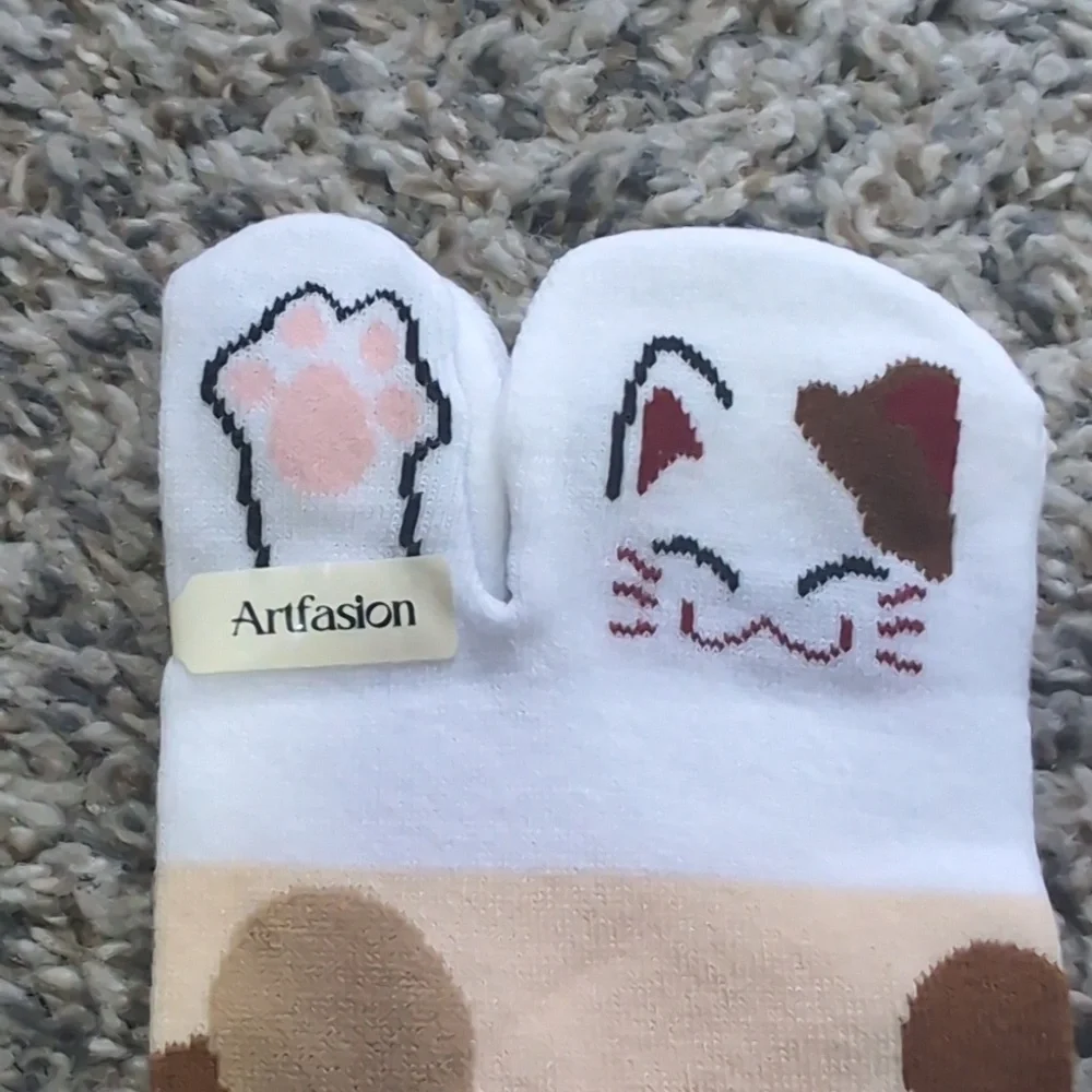 Artfasion Cat Toe Socks, Set Of 4, One Size Various Colors And Patterns
